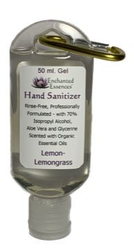 Hand Sanitizer Gel, 50 ML. Lemon-Lemongrass Scented