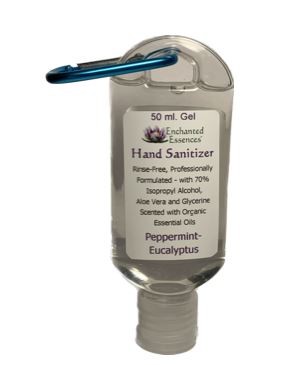 Hand Sanitizer Gel, 50 ML. Peppermint-Eucalyptus Scented