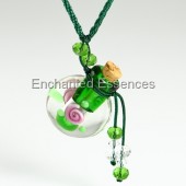Glass Aroma Bottle Pendant with Green Cord